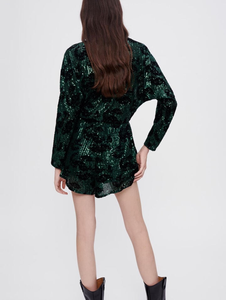 Short Jumpsuit mit Pailletten