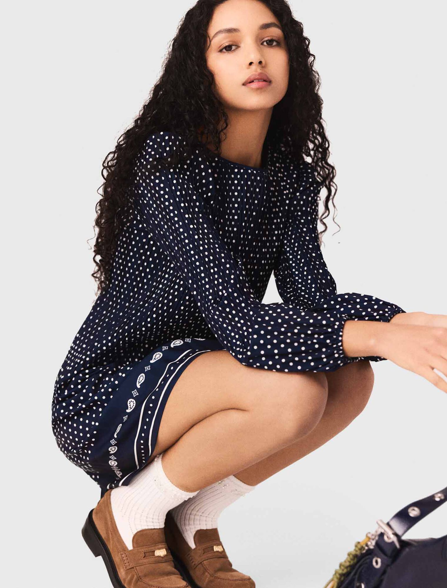 Plissiertes Kleid mit Print