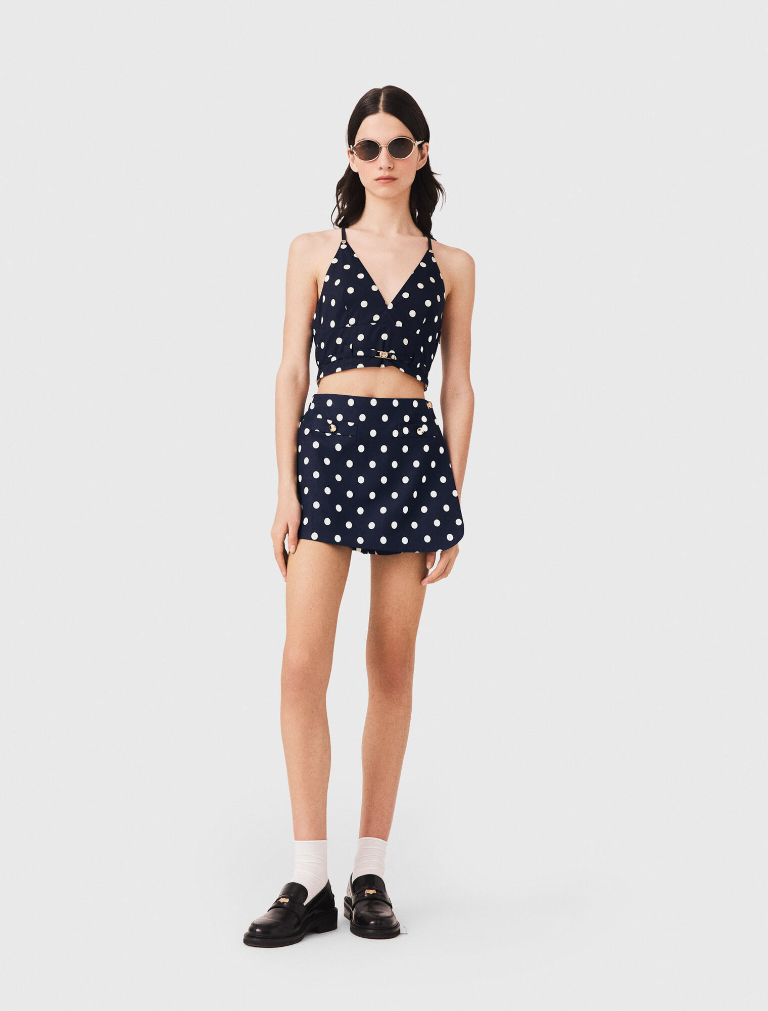 Trompe-l'Oeil-Shorts aus Leinenmix