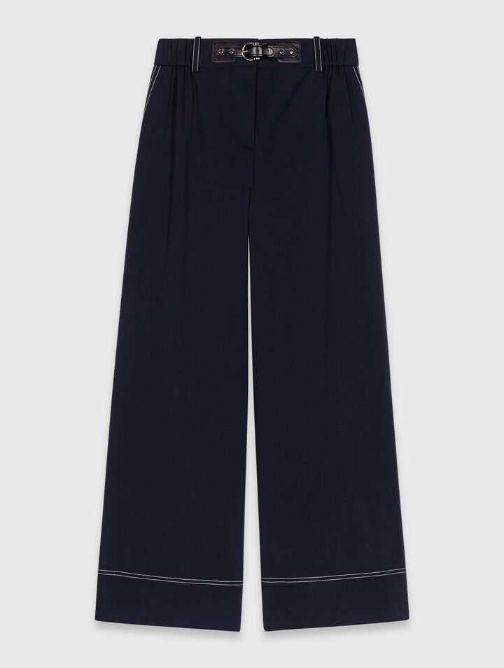 Baumwollhose mit Ledergürtel