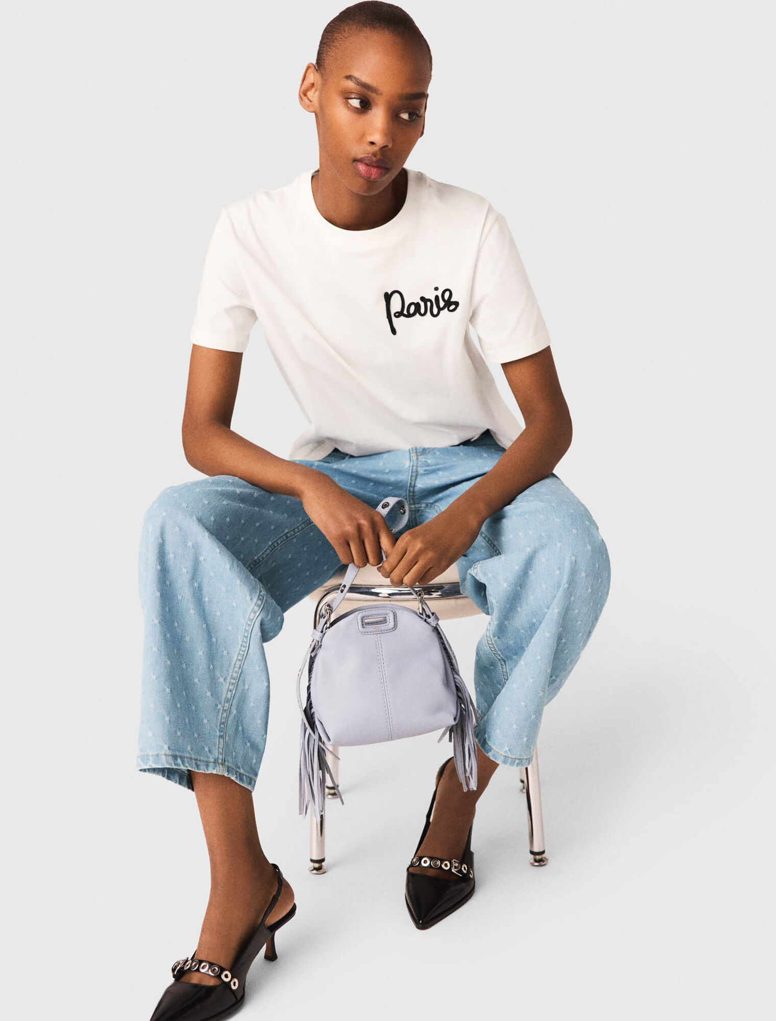 T-Shirt mit gesticktem Paris-Logo
