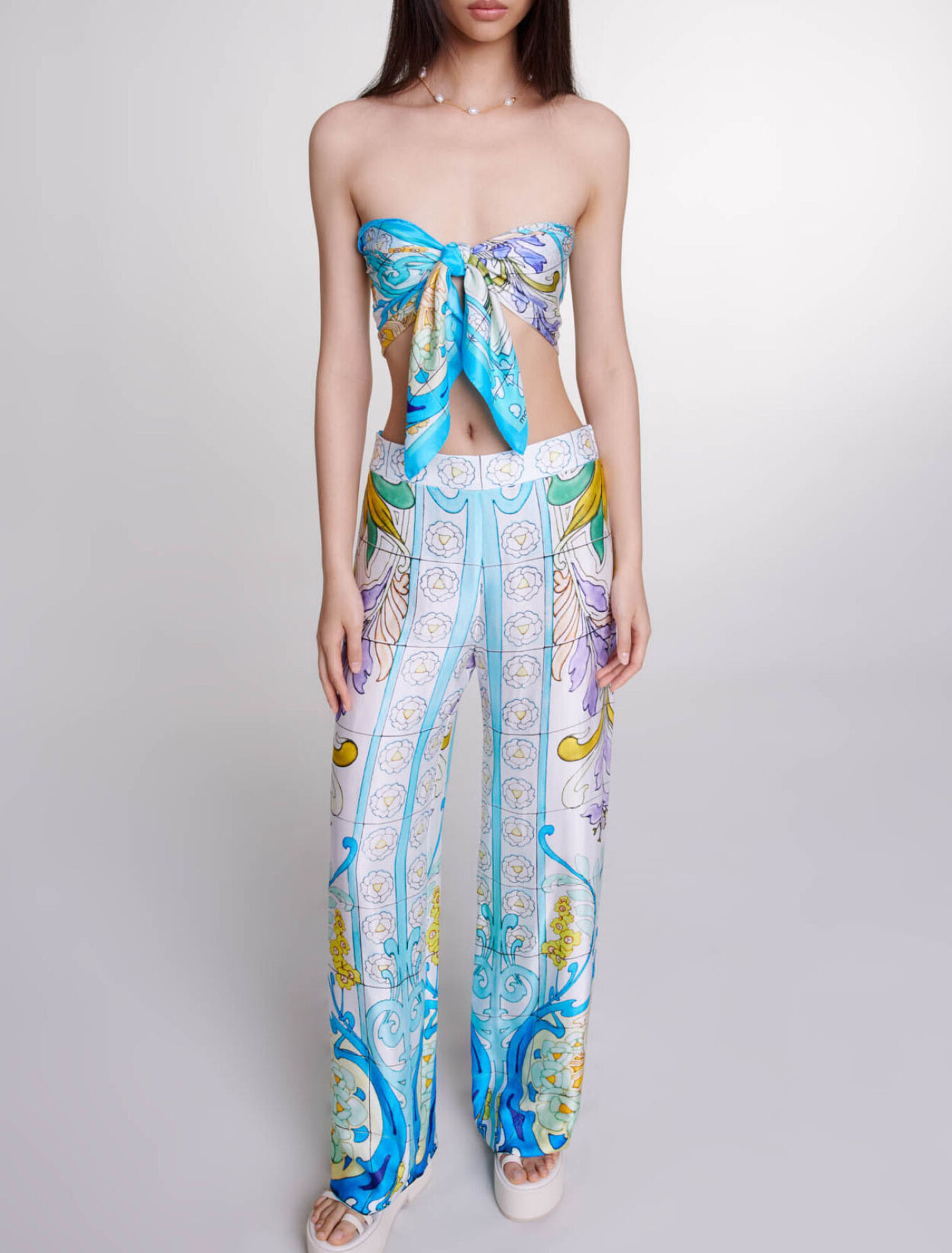 Gemusterte Satinhose