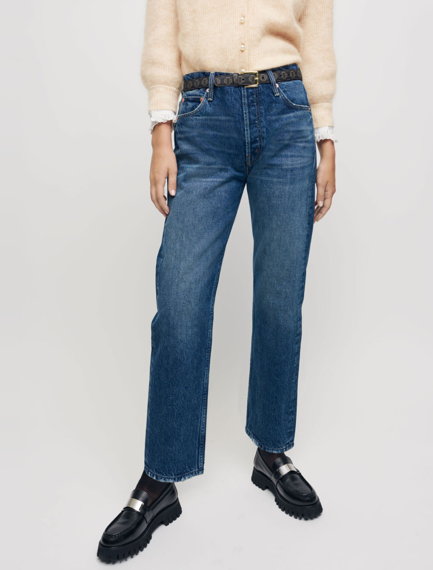 Gerade Jeans mit hoher Taille