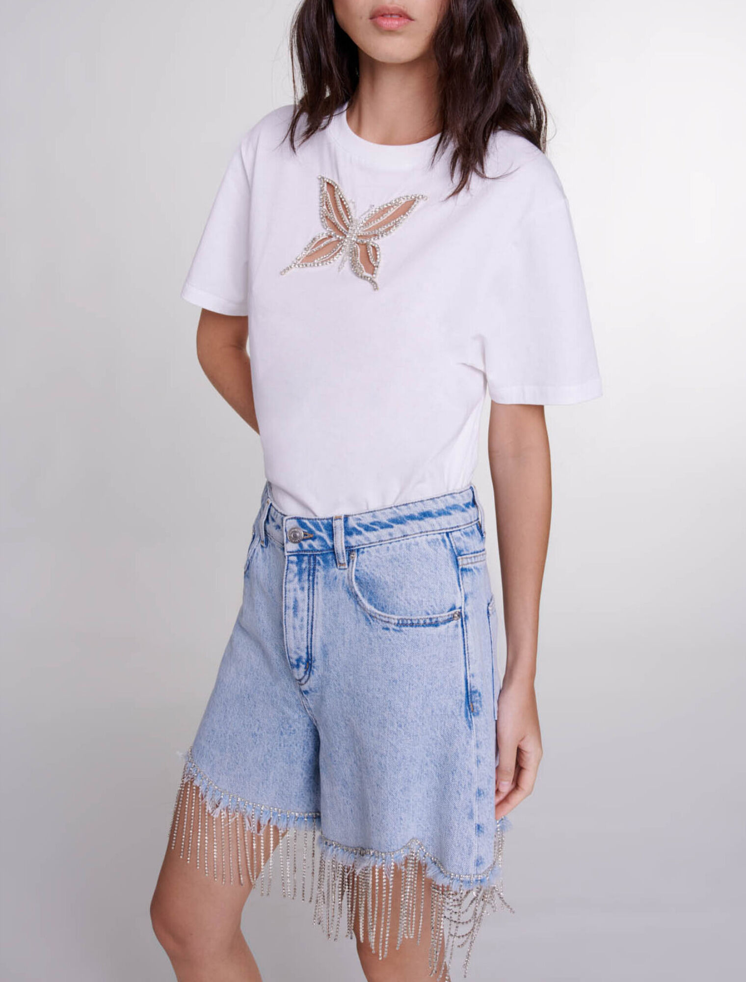 Denimshorts mit Strass