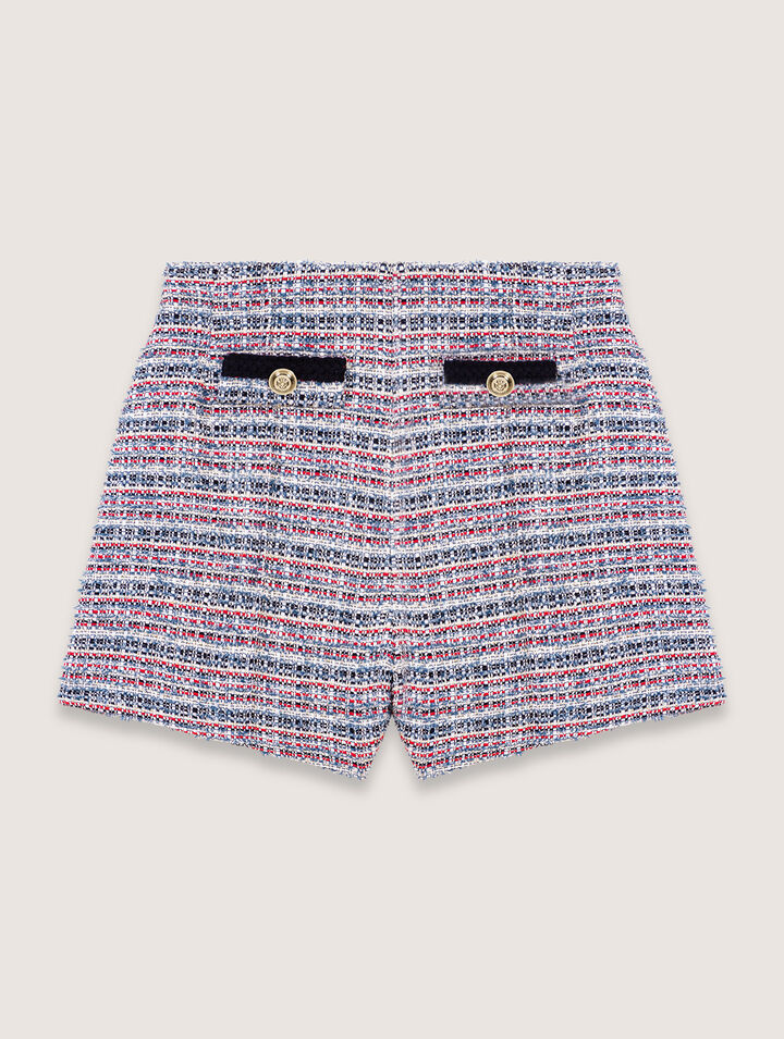 Shorts aus Tweed mit Kontrastborten