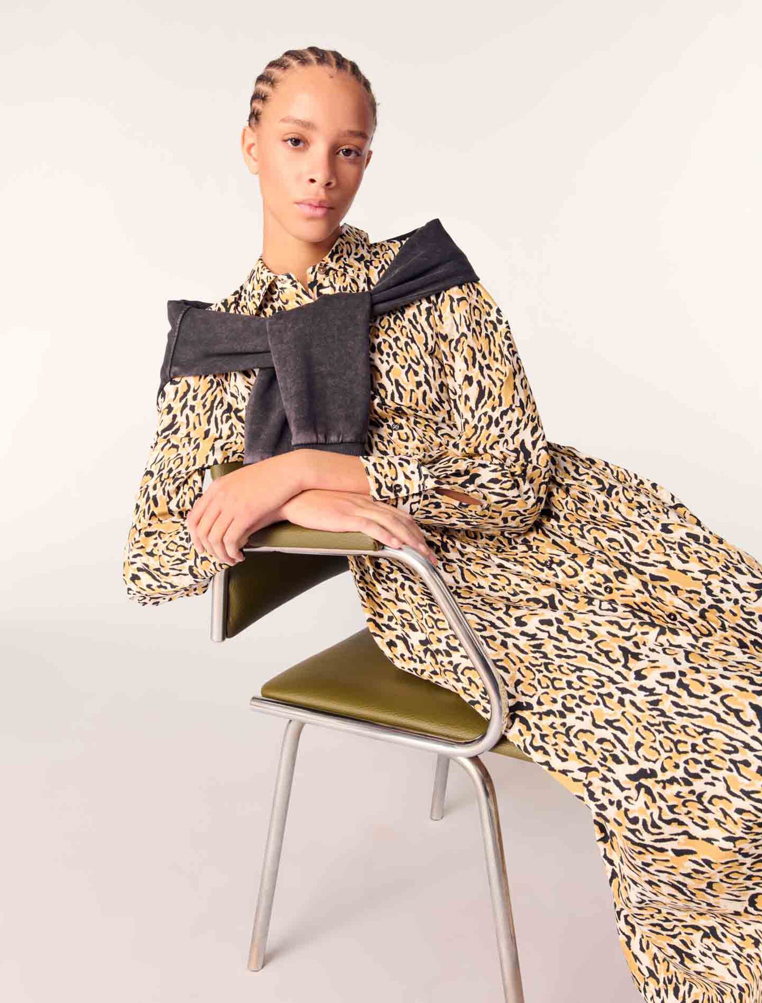 Midi-Kleid mit Leoparden-Print
