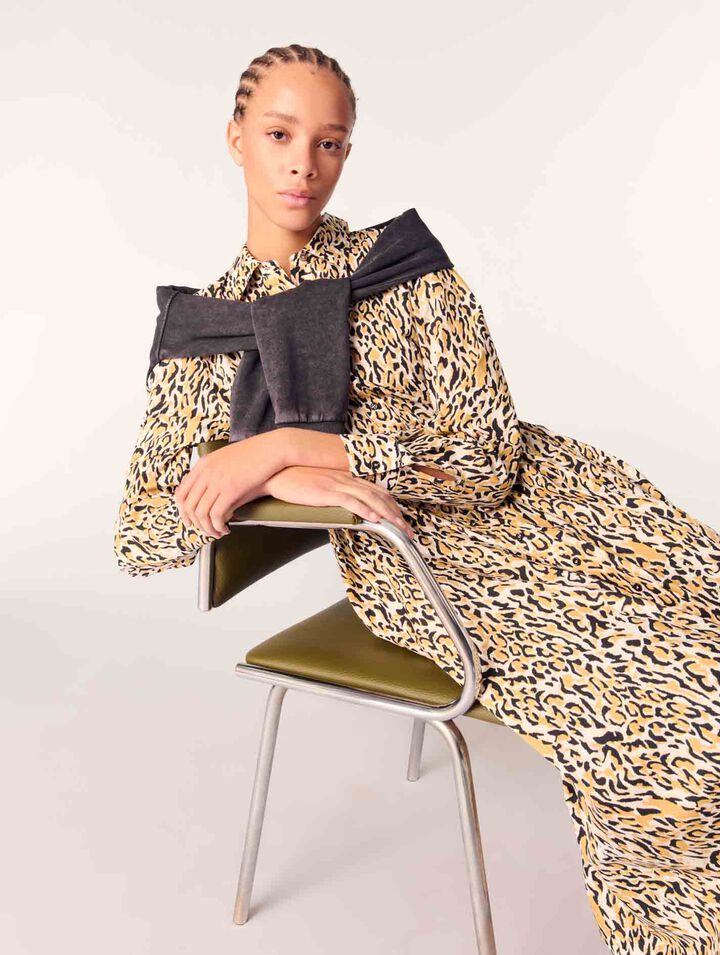 Midi-Kleid mit Leoparden-Print