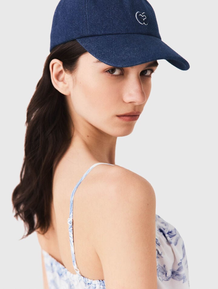 Raw-Denim-Cap mit Logo