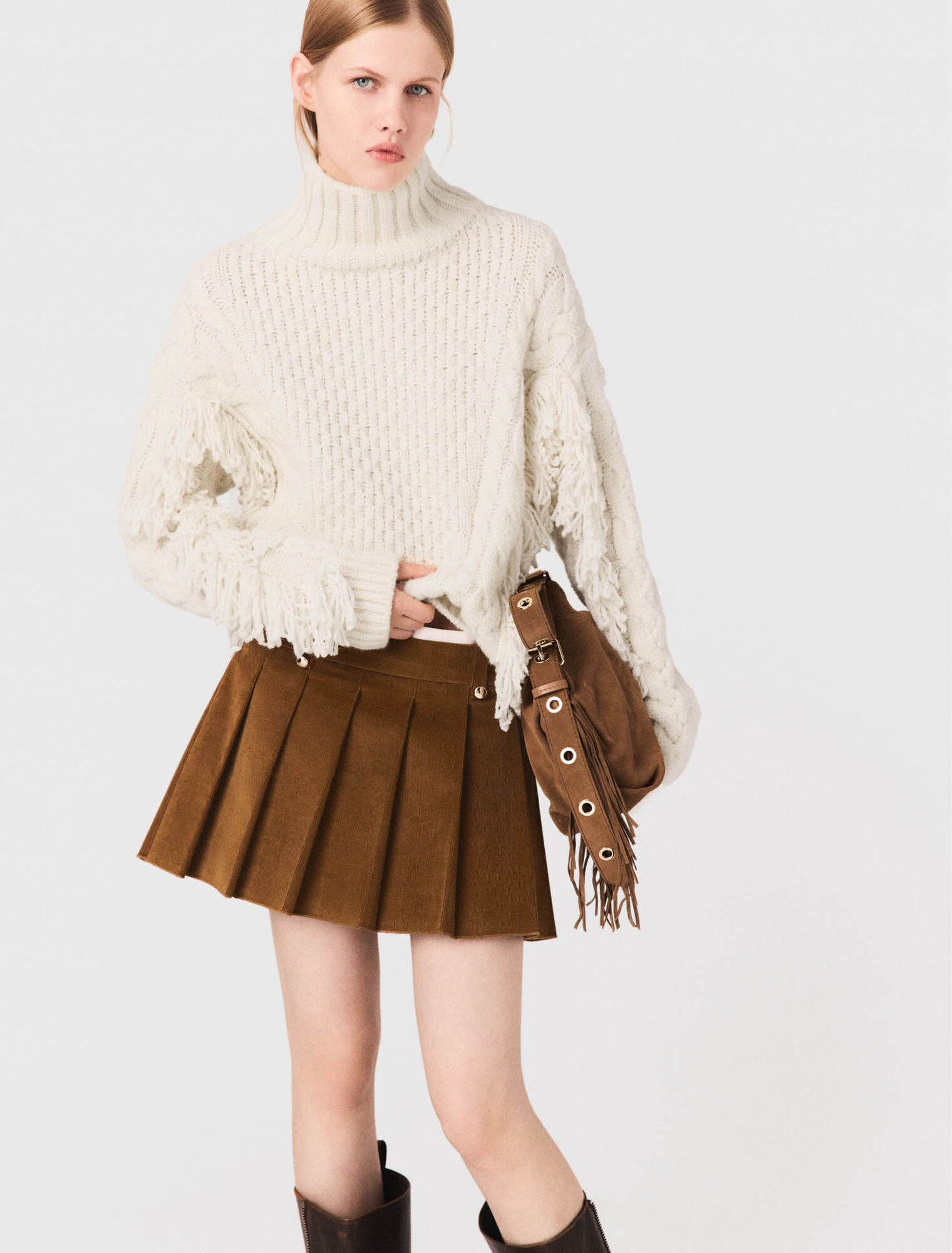 Pullover aus Wollgemisch mit Fransen