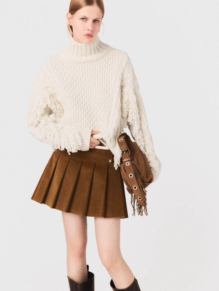 Pullover aus Wollgemisch mit Fransen
