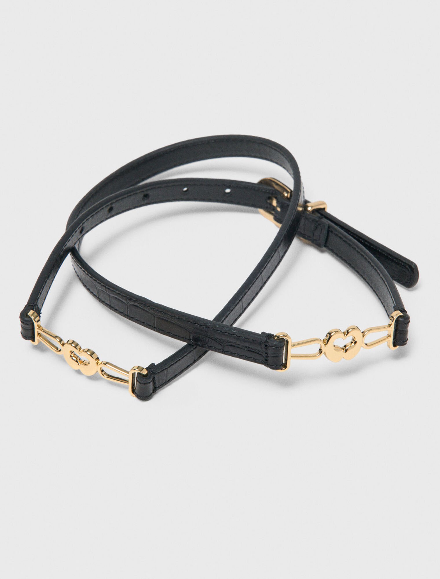 Schmaler Lederg&uuml;rtel, Kroko-Optik