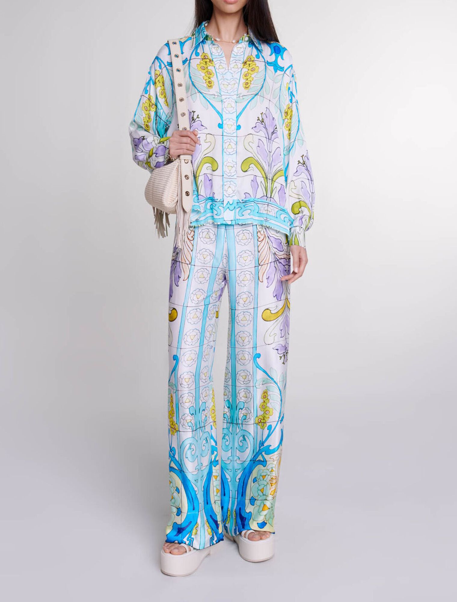 Gemusterte Satinhose