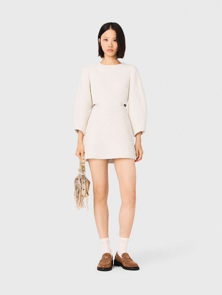 Kurzes Tweedkleid mit Ballonärmeln