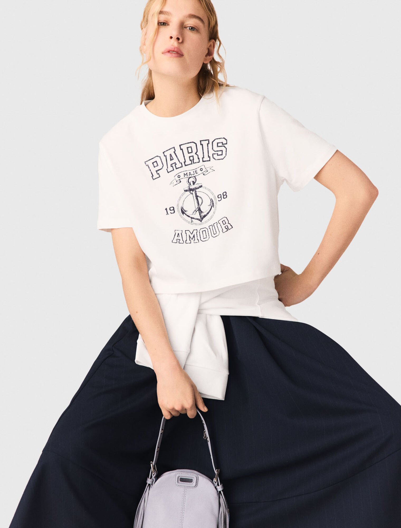 T-Shirt mit Marine-Print