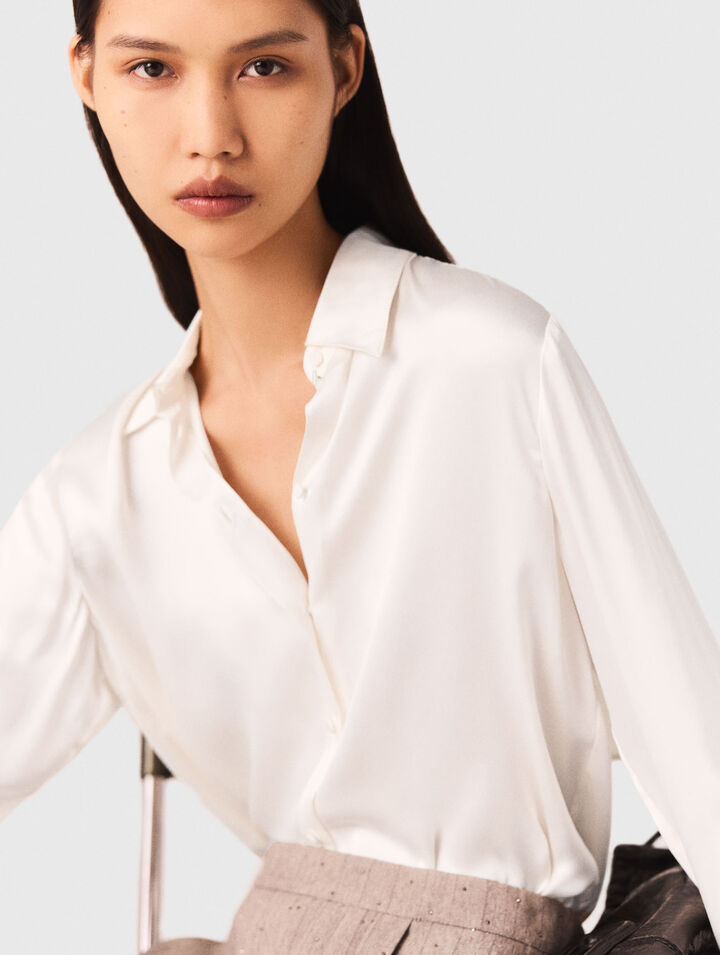 Weiße Hemdbluse aus Seide