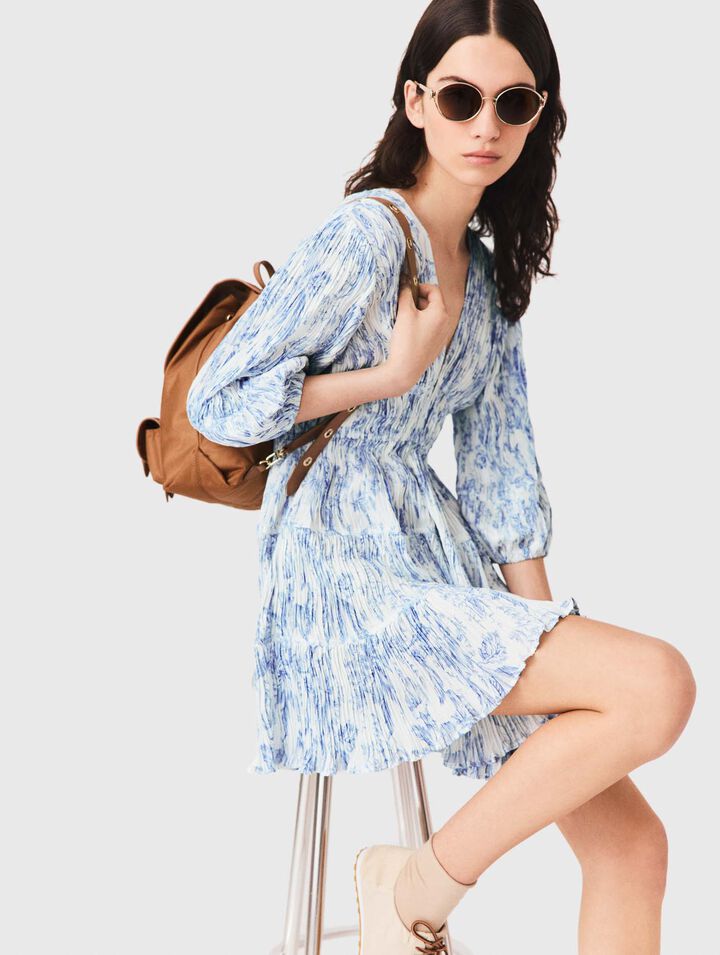 Plissiertes Kleid mit Print
