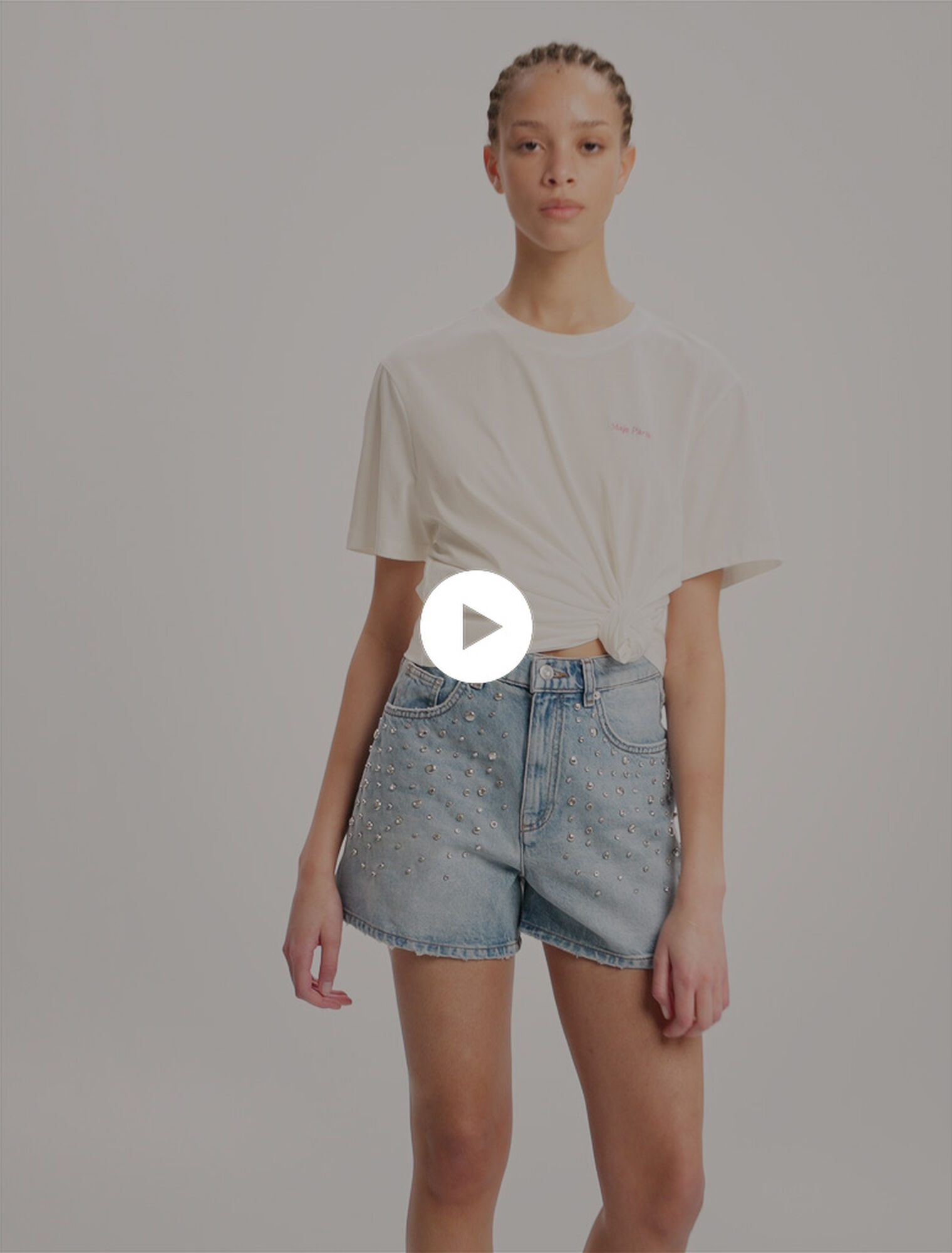 Denim-Shorts mit Nieten