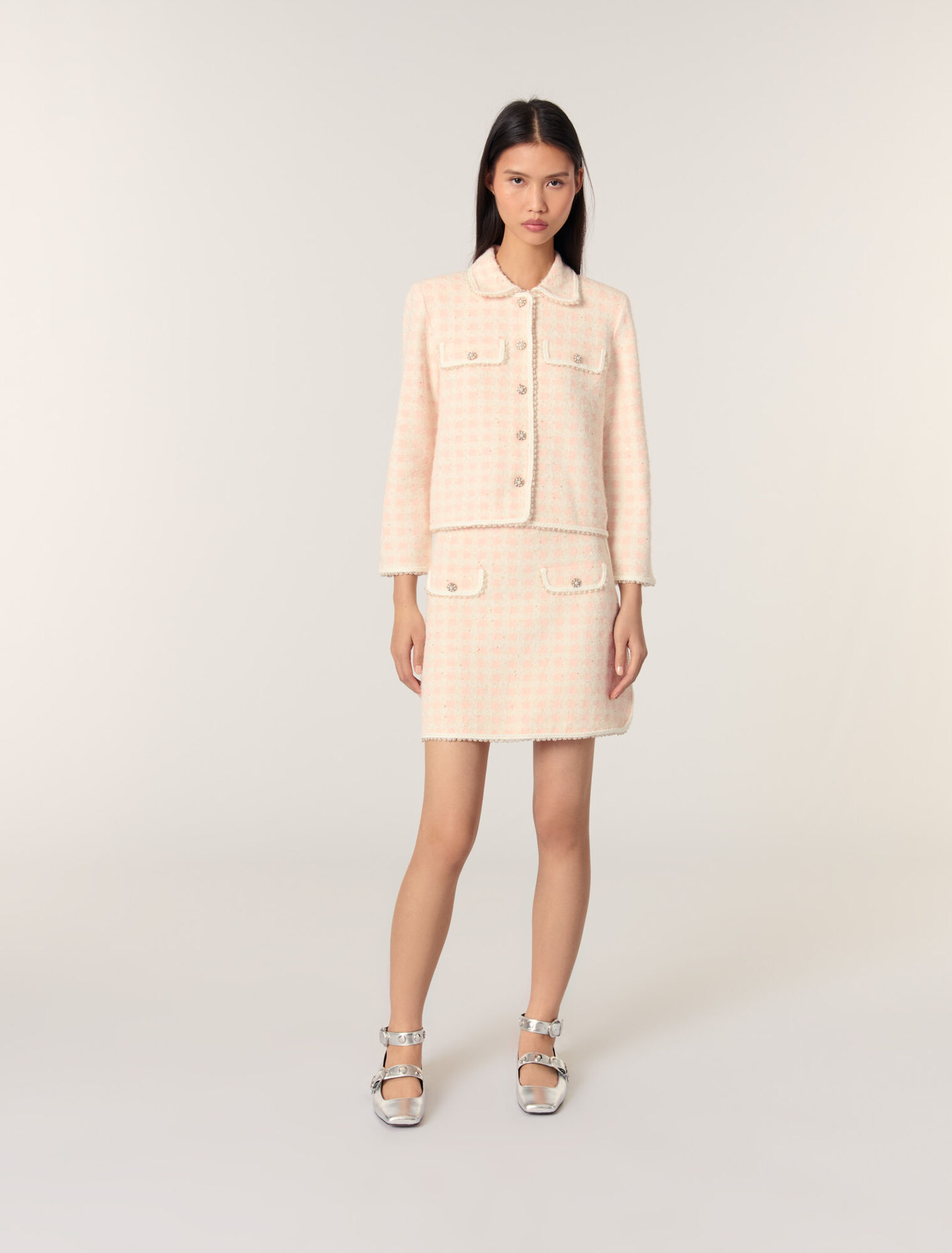 Strickjacke in Tweed-Optik