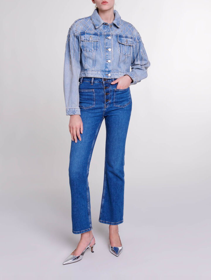 Blouson aus Jeans mit Strass
