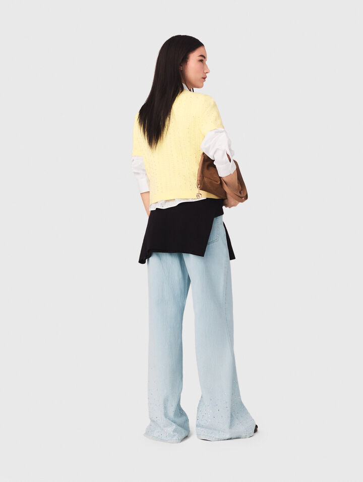 Rundhals-Cardigan mit Strass