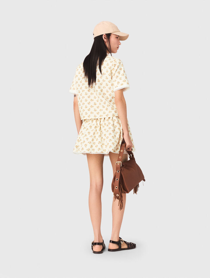 Bedrucktes Hemd mit Zackenlitze