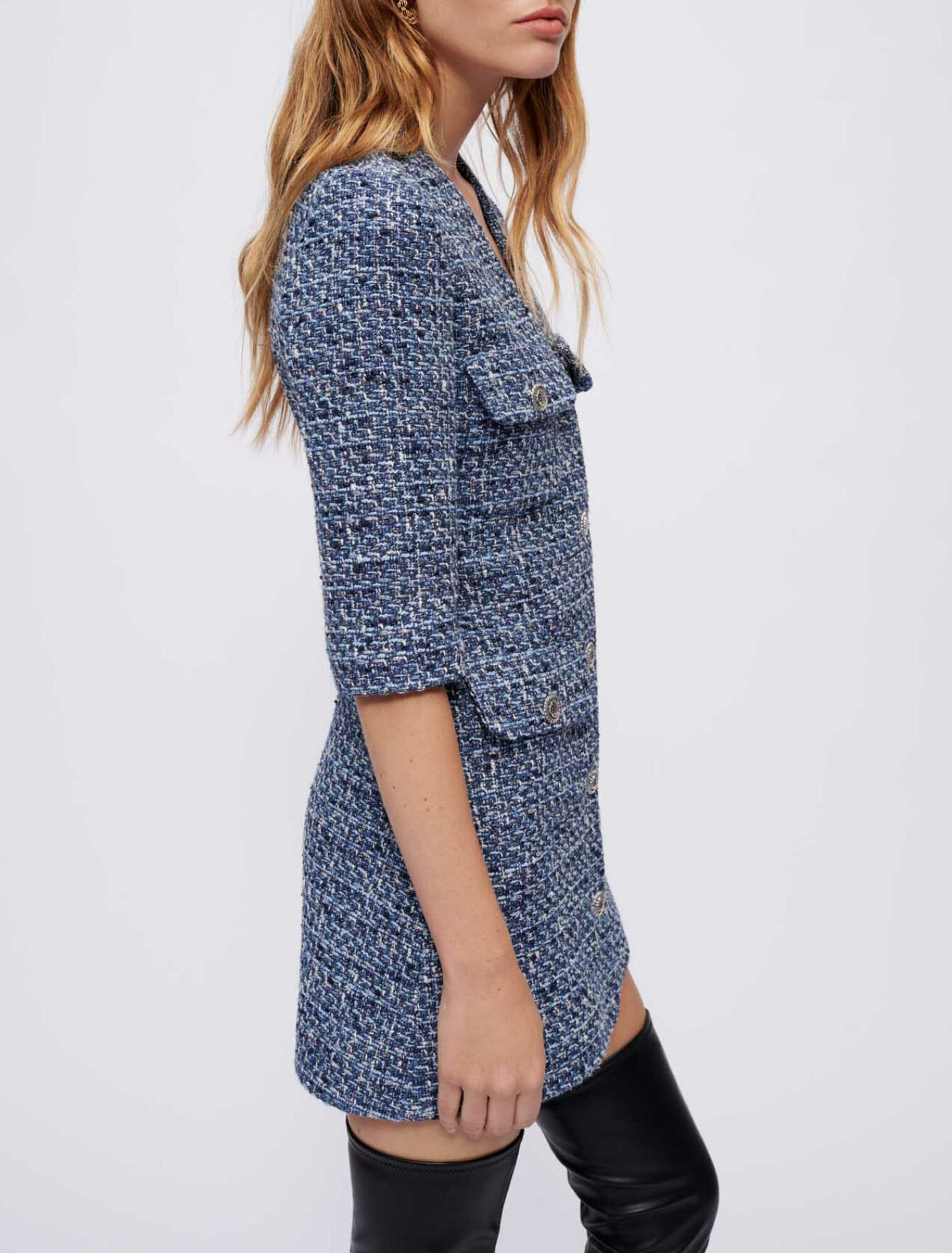 Tailliertes Tweed-Kleid