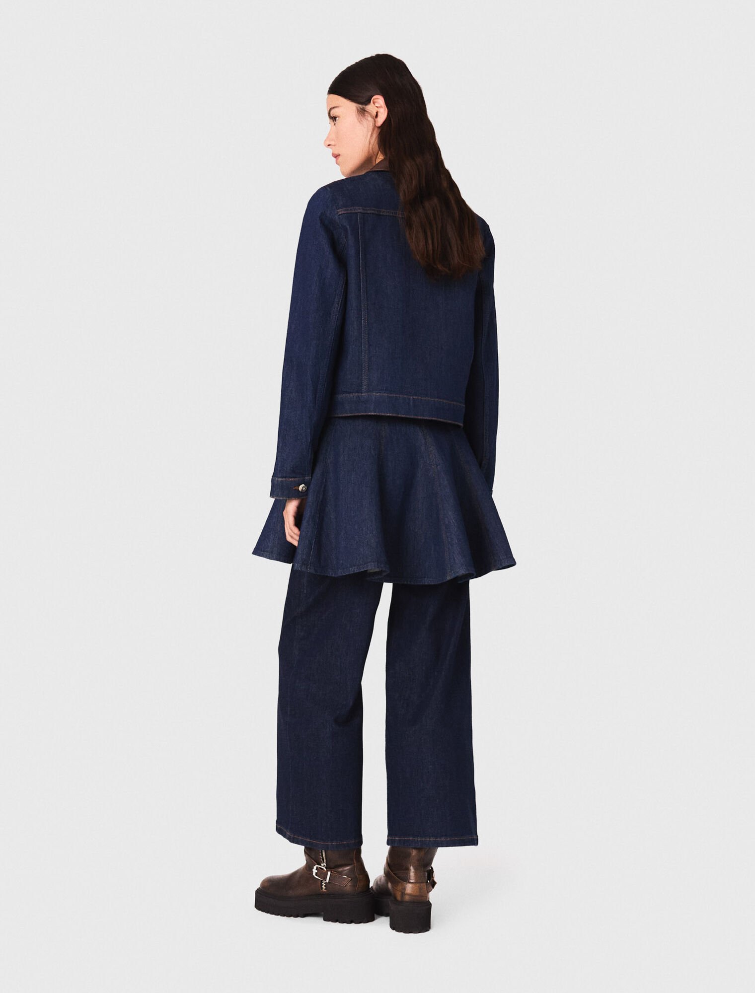 Jeansjacke mit Kunstlederkragen