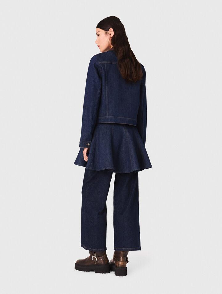 Jeansjacke mit Kunstlederkragen