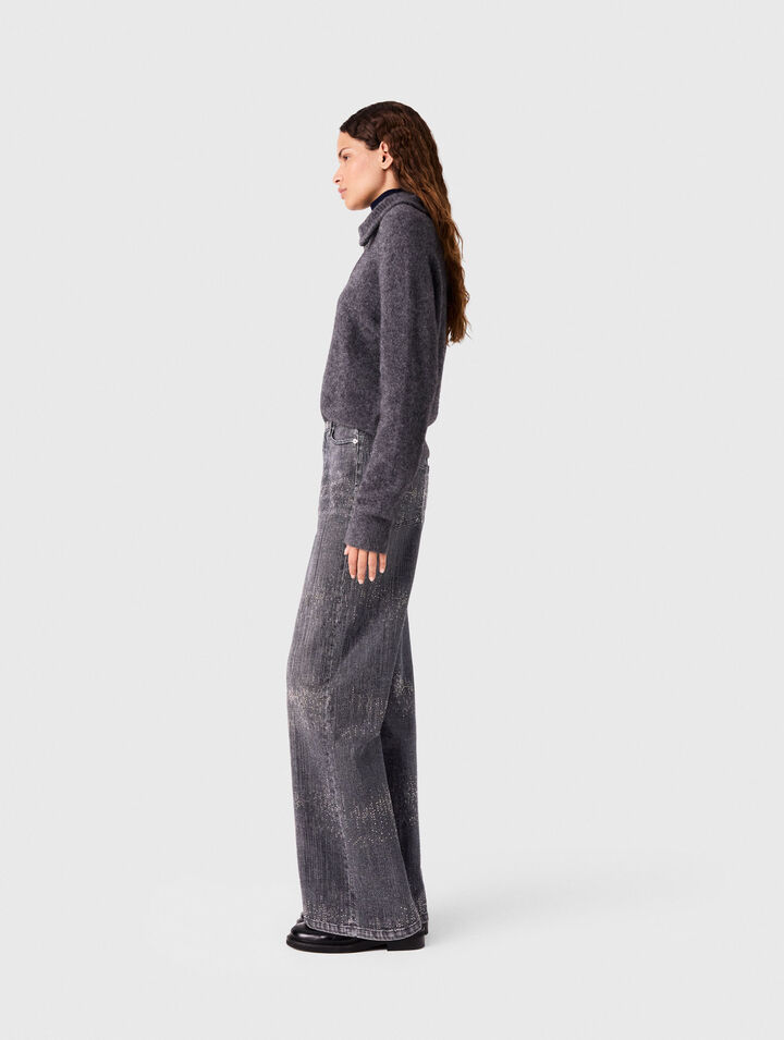 Weite Jeans mit Strass