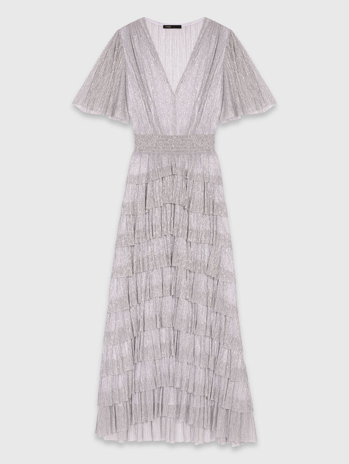 Metallisiertes Kleid mit Rüschen