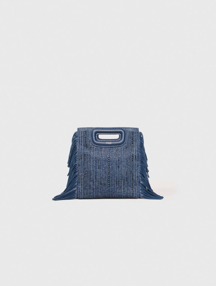 Tasche M Mini aus Denim mit Strass