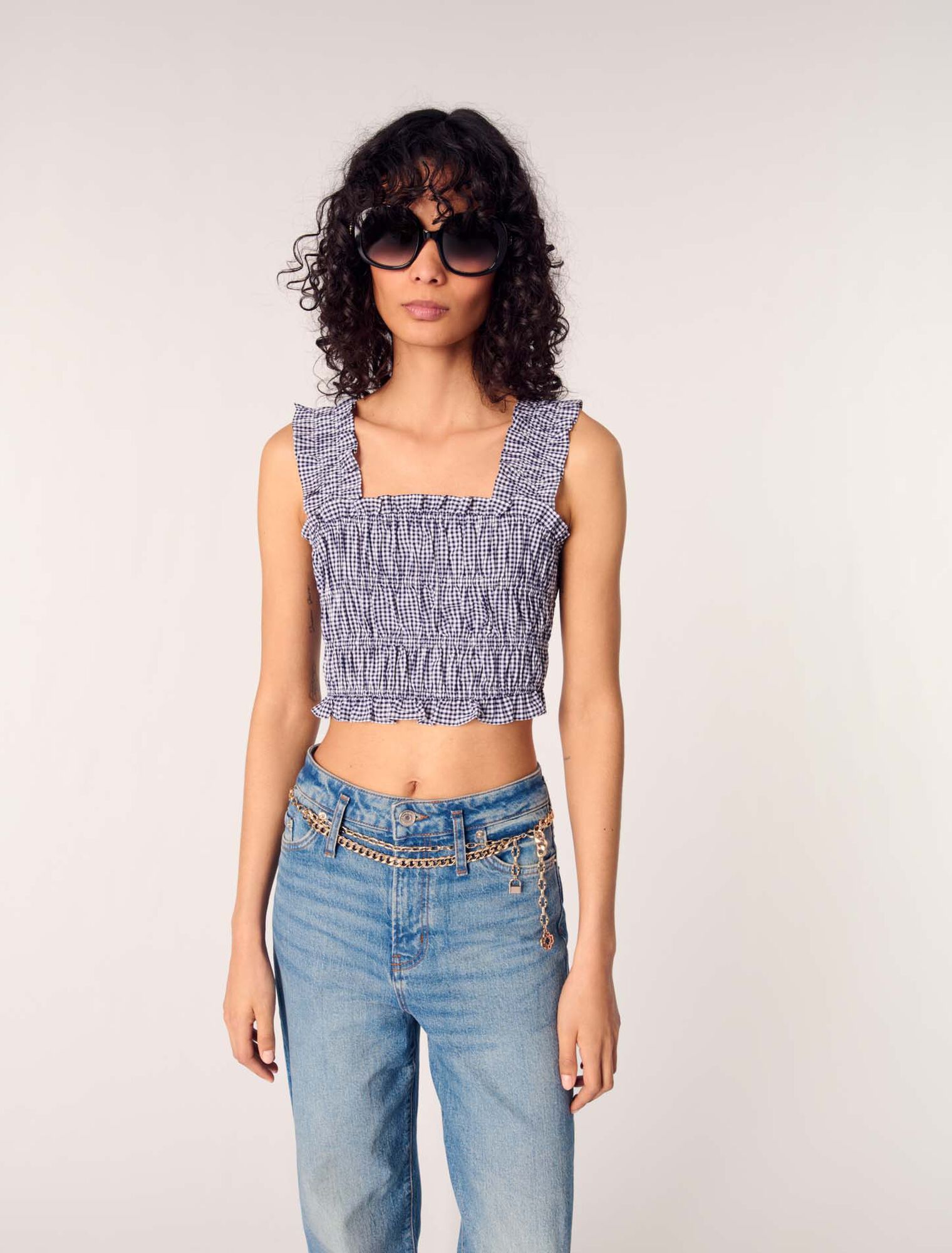 Gesmoktes Top mit Vichy-Muster