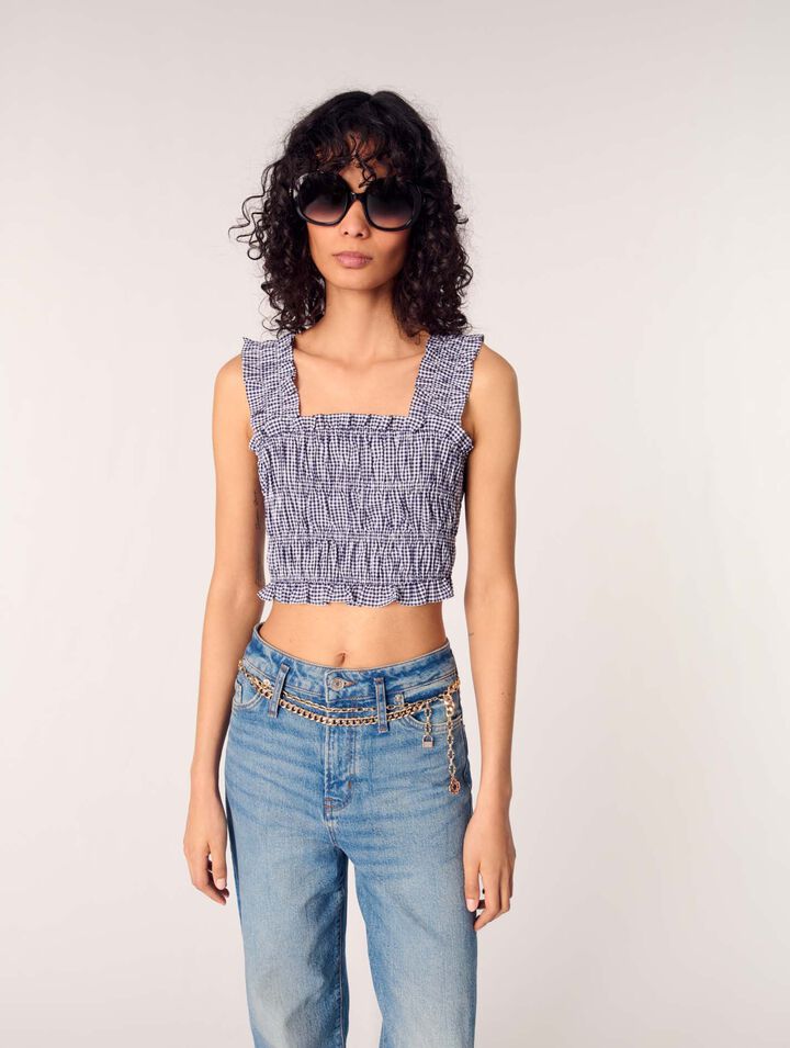 Gesmoktes Top mit Vichy-Muster