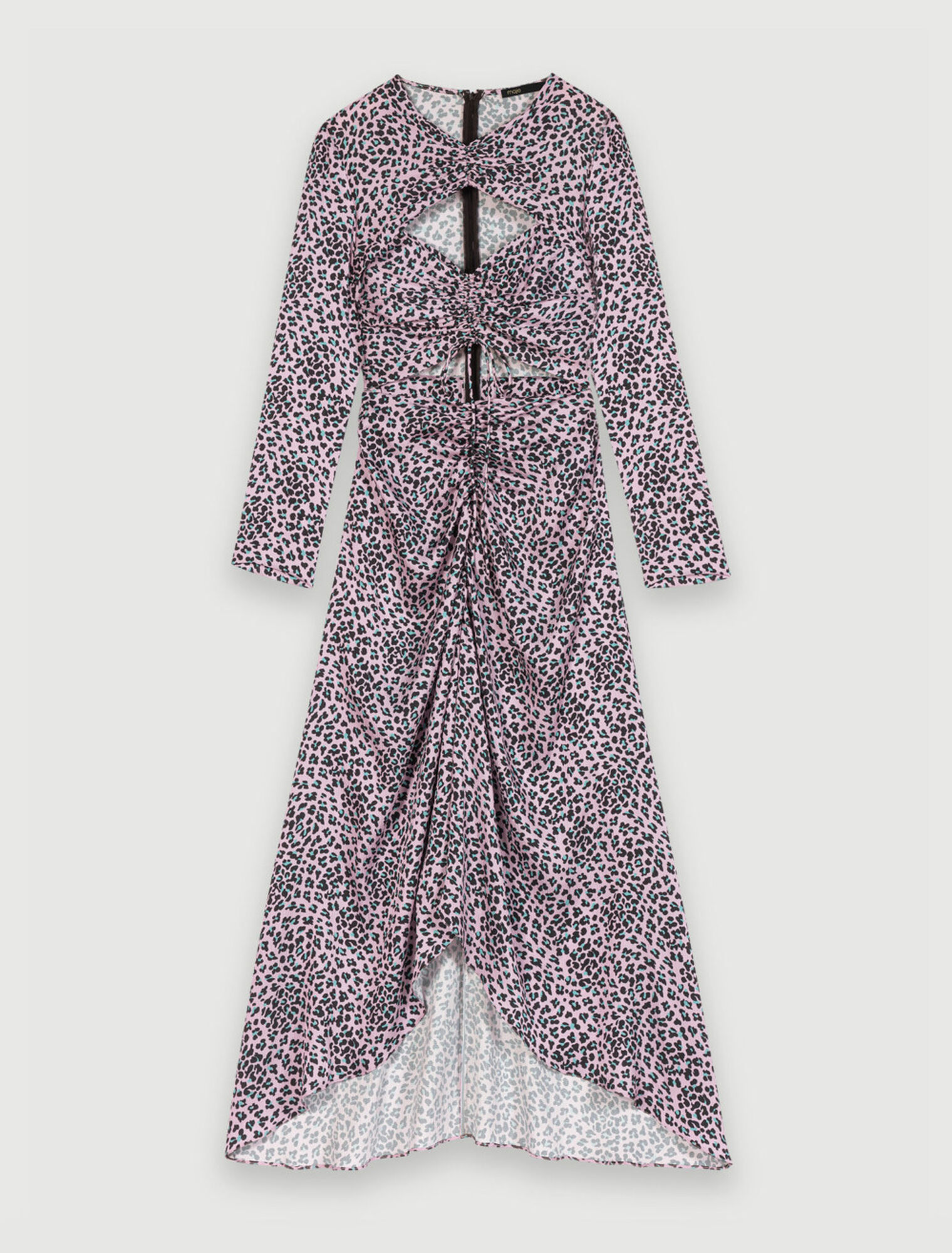Langes satiniertes Kleid mit Lochmuster