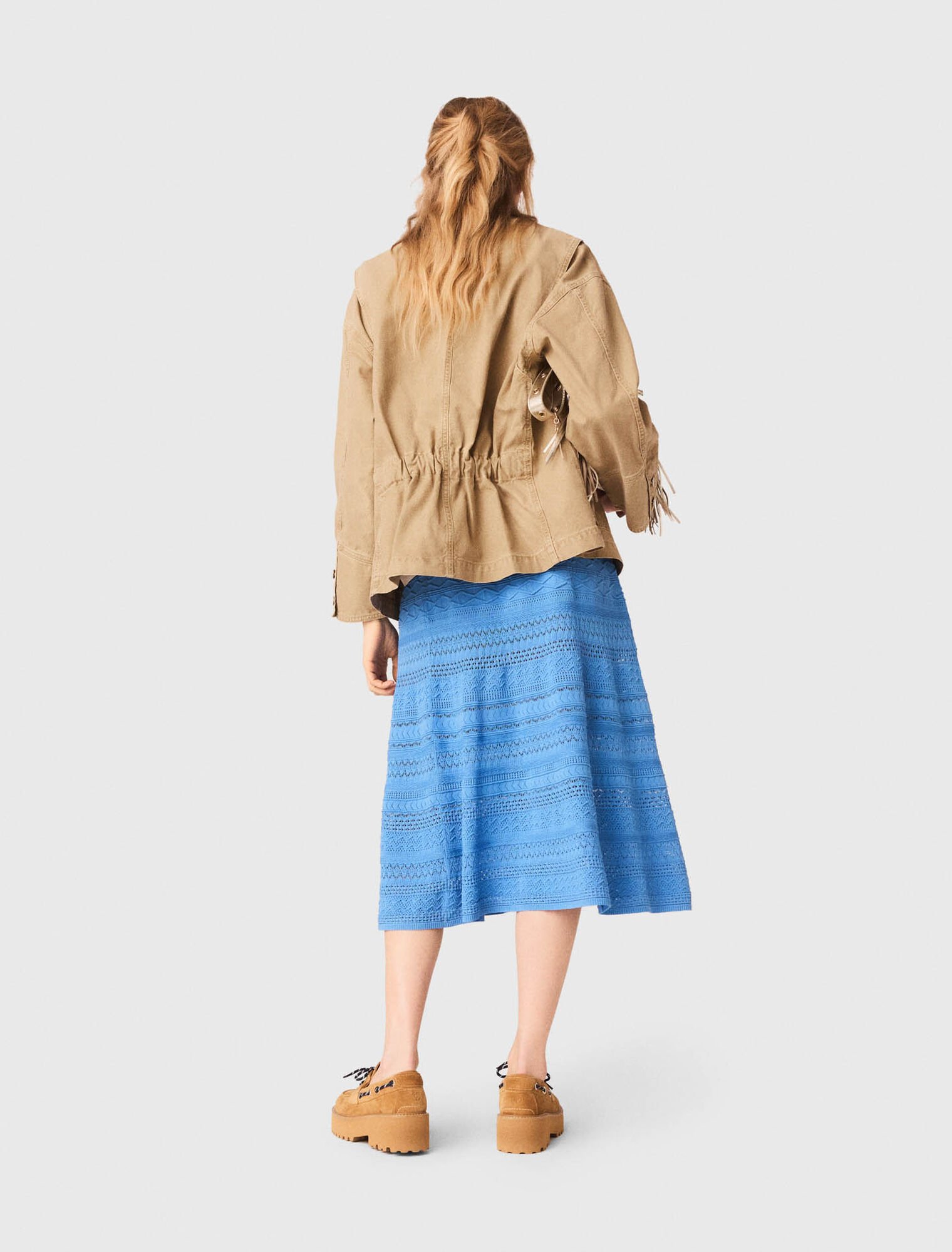 Jeansjacke mit Plissee am R&uuml;cken