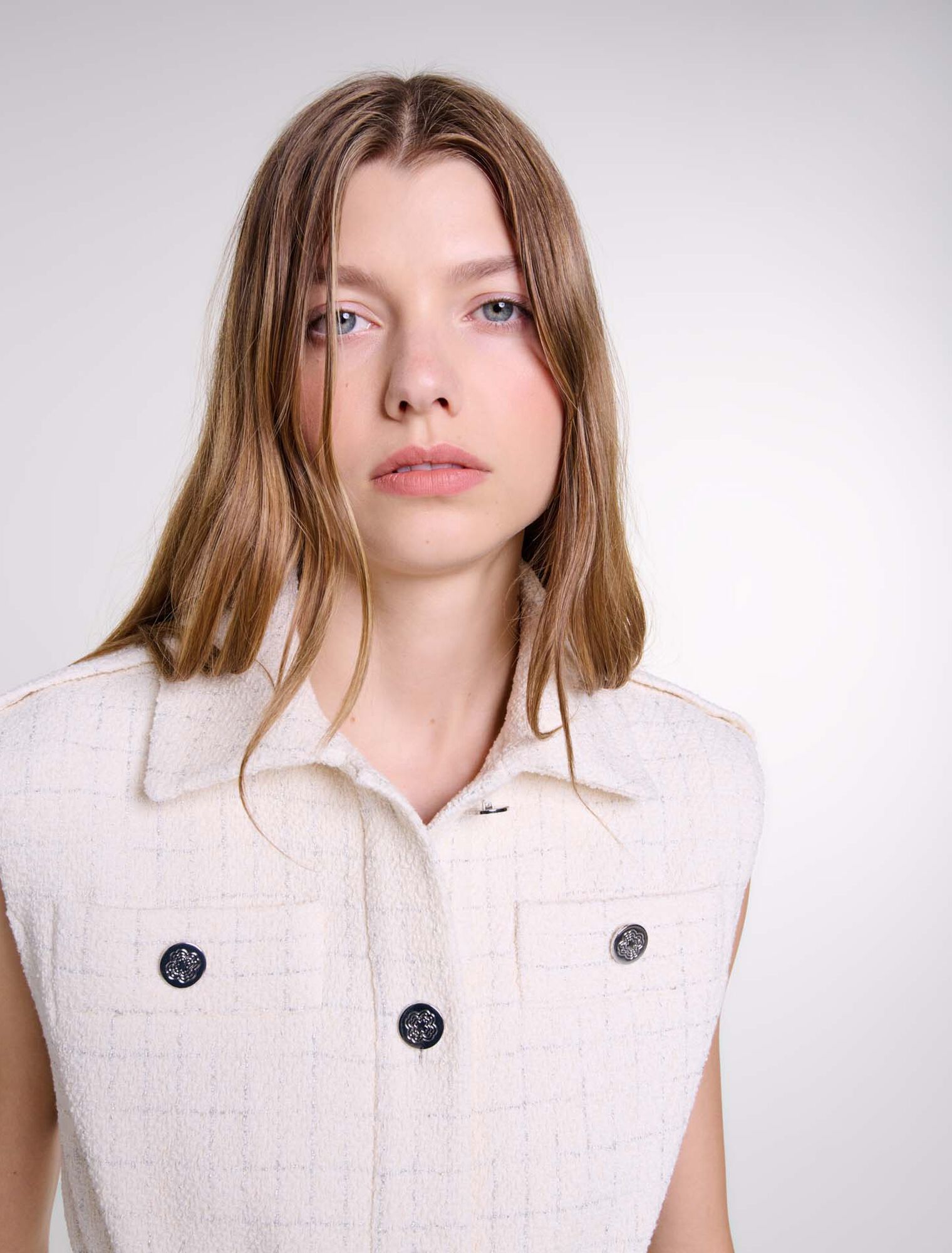Ärmellose Tweedjacke