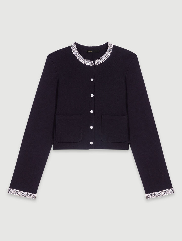 Cardigan mit Strass-Borten