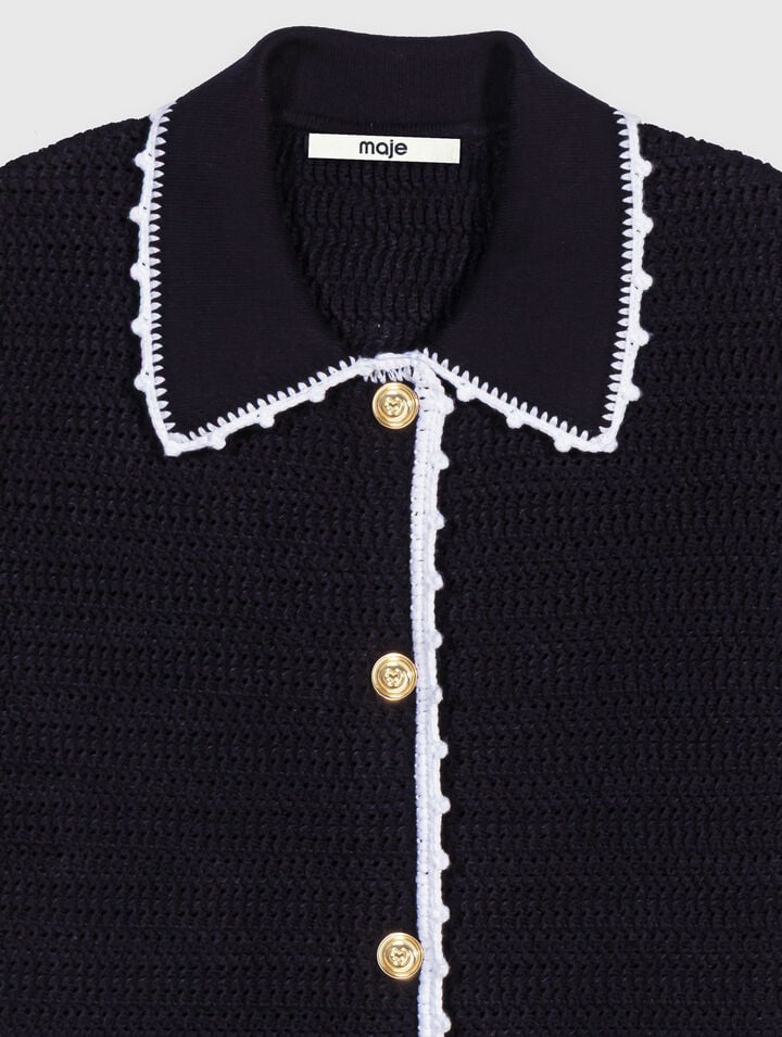 Cardigan mit H&auml;kelabschl&uuml;ssen