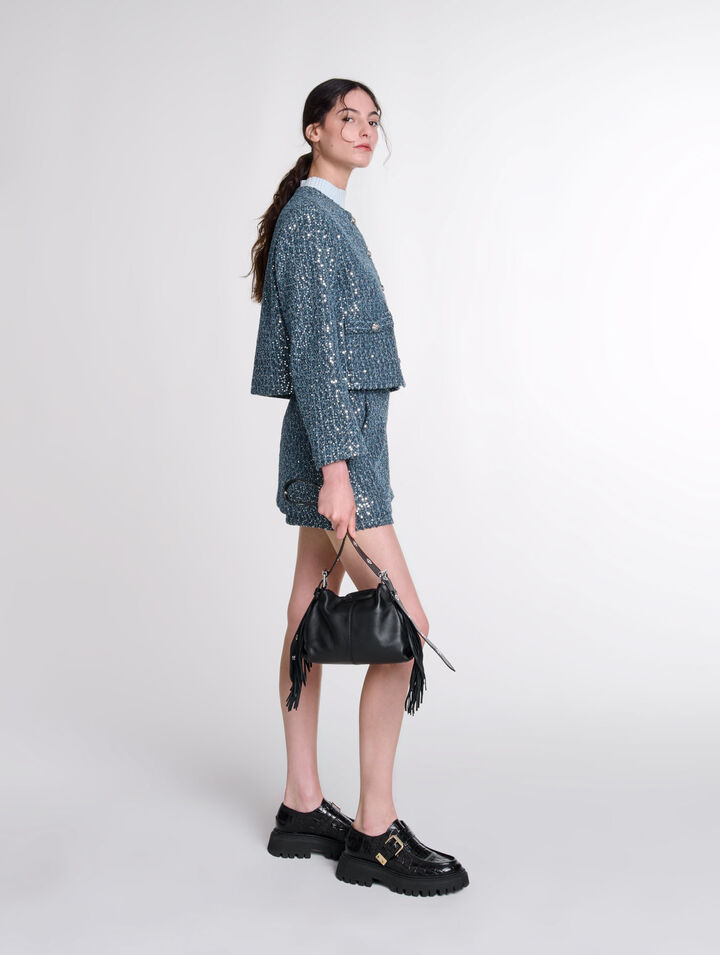 Tweed-Jacke mit Pailletten