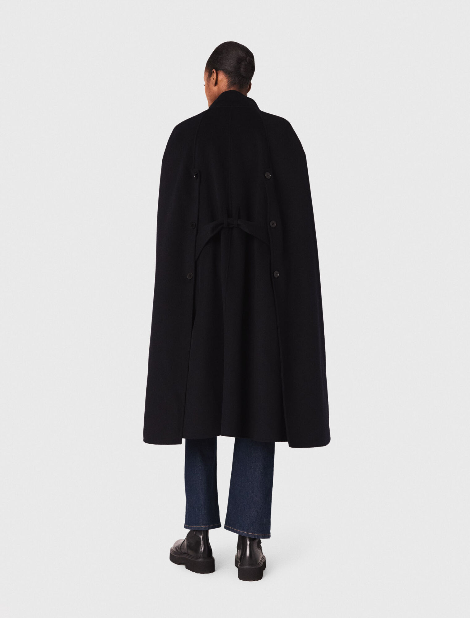 Langer Doubleface-Mantel mit Cape