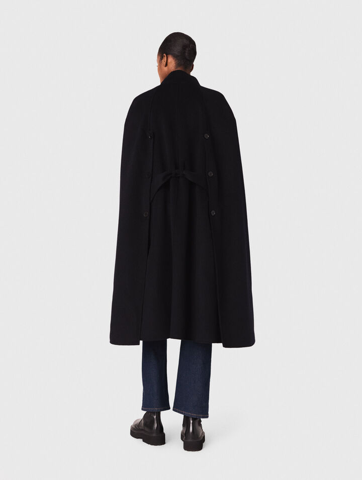 Langer Doubleface-Mantel mit Cape