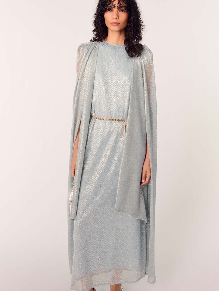 Langes Cape-Kleid aus Lurex