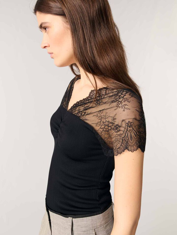 Spitzen Top aus Jersey