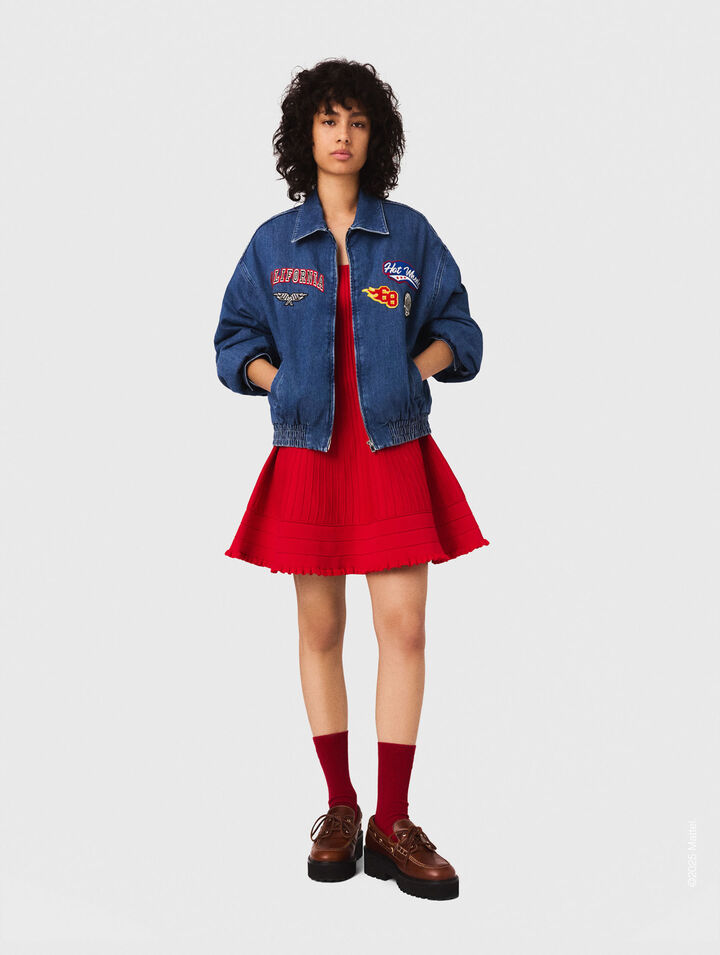 Oversize-Denimjacke mit Stickerei