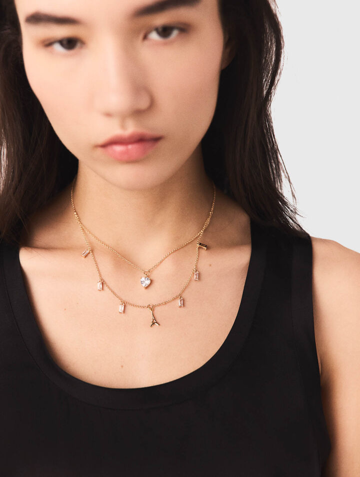 Doppelkette mit Strass-Anh&auml;ngern