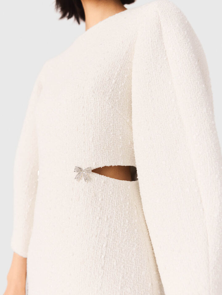 Kurzes Tweedkleid mit Ballonärmeln