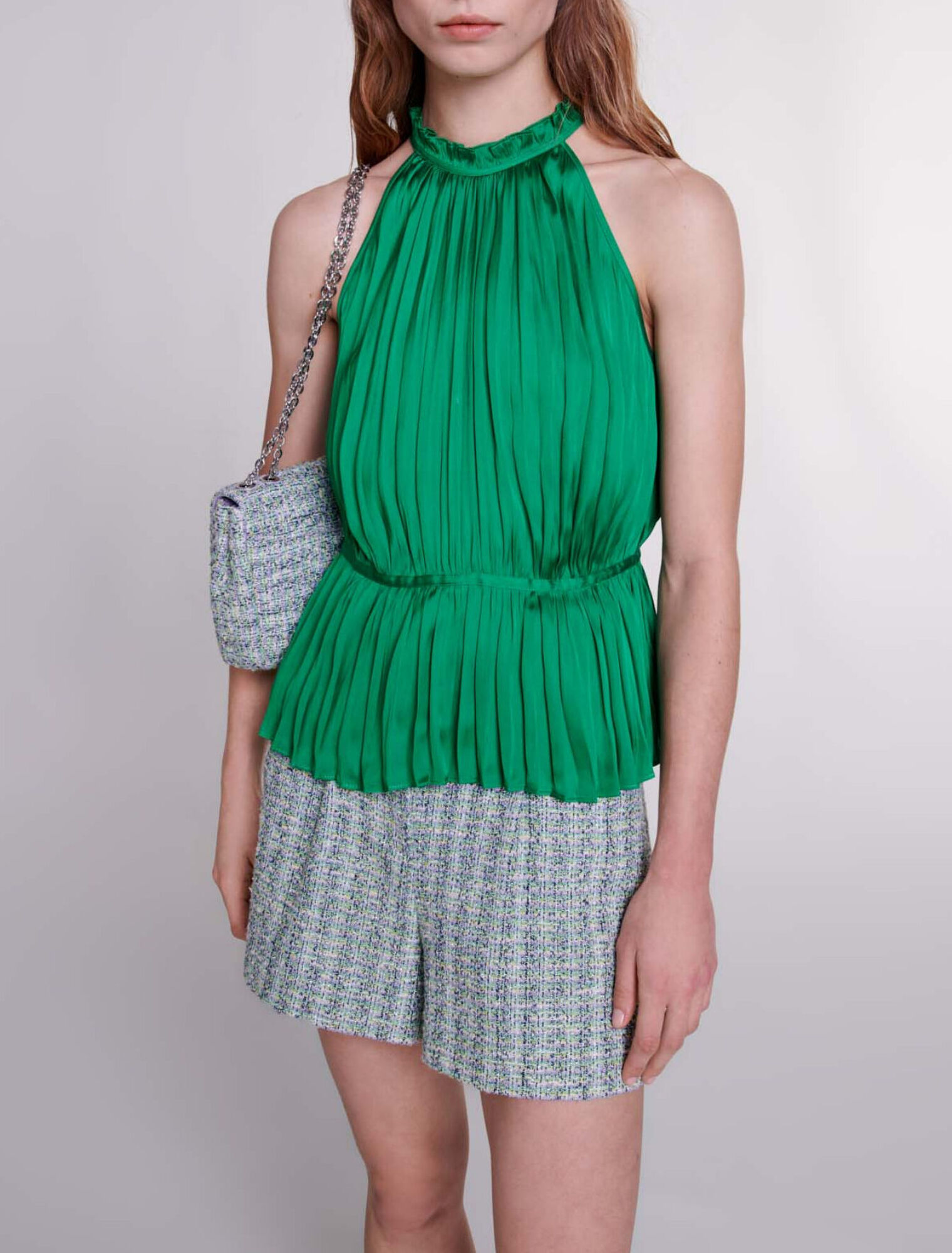 Plissiertes Top aus Satin