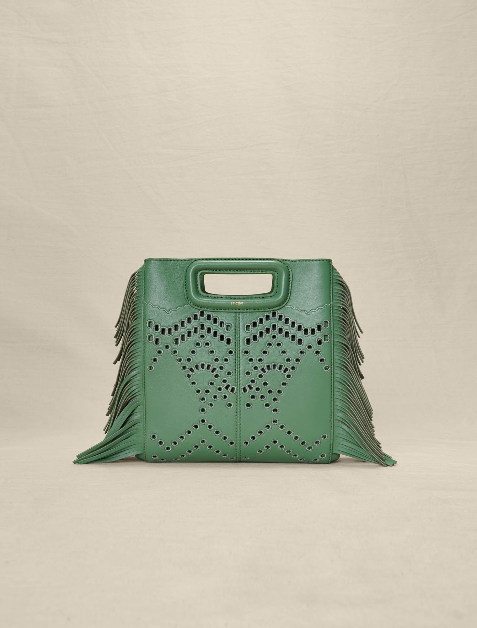 M-Tasche aus Leder mit Fransen