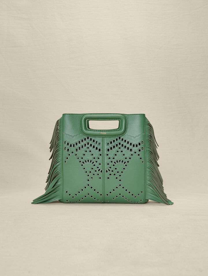 M-Tasche aus Leder mit Fransen
