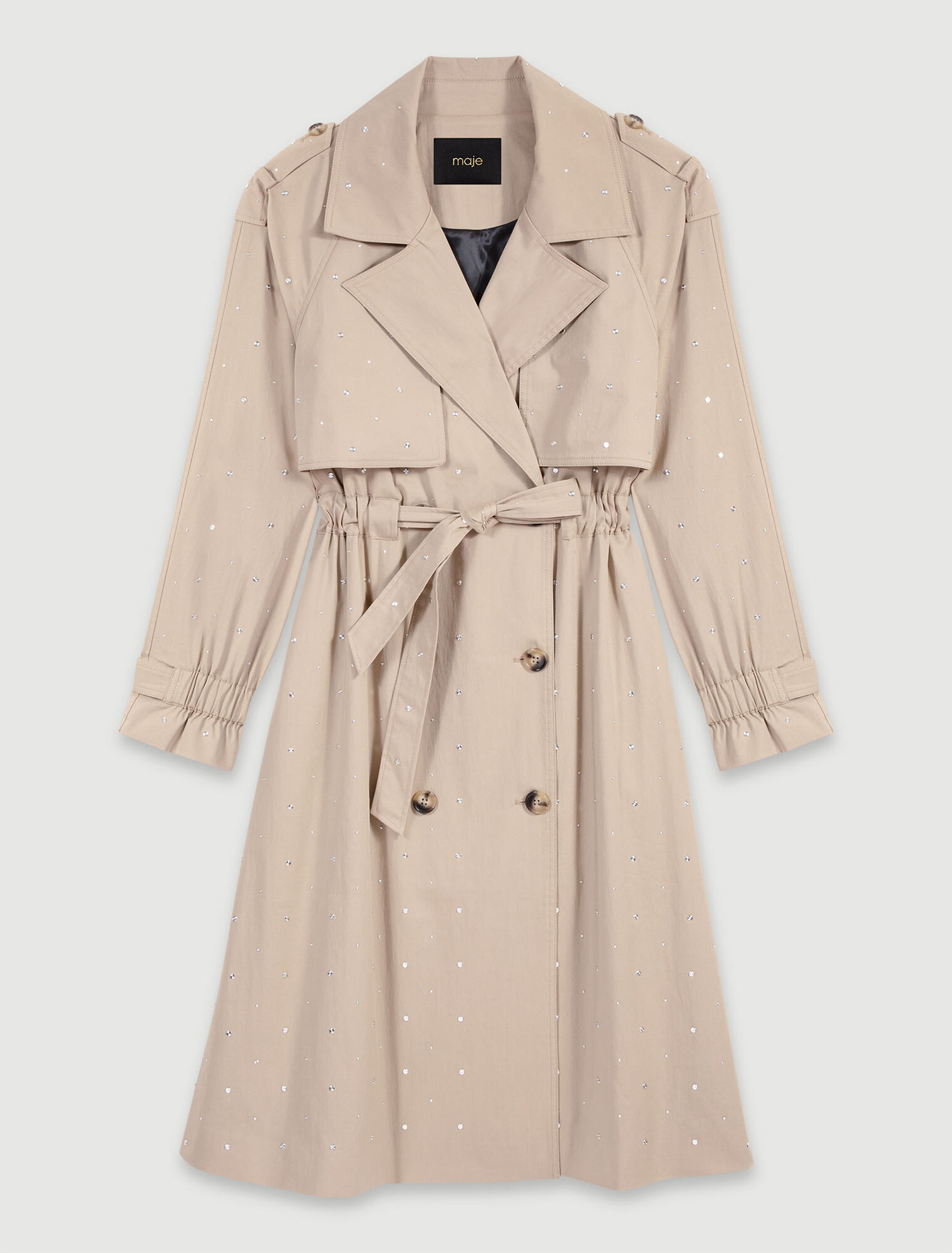 Nieten-Trenchcoat, Stretch-Taille
